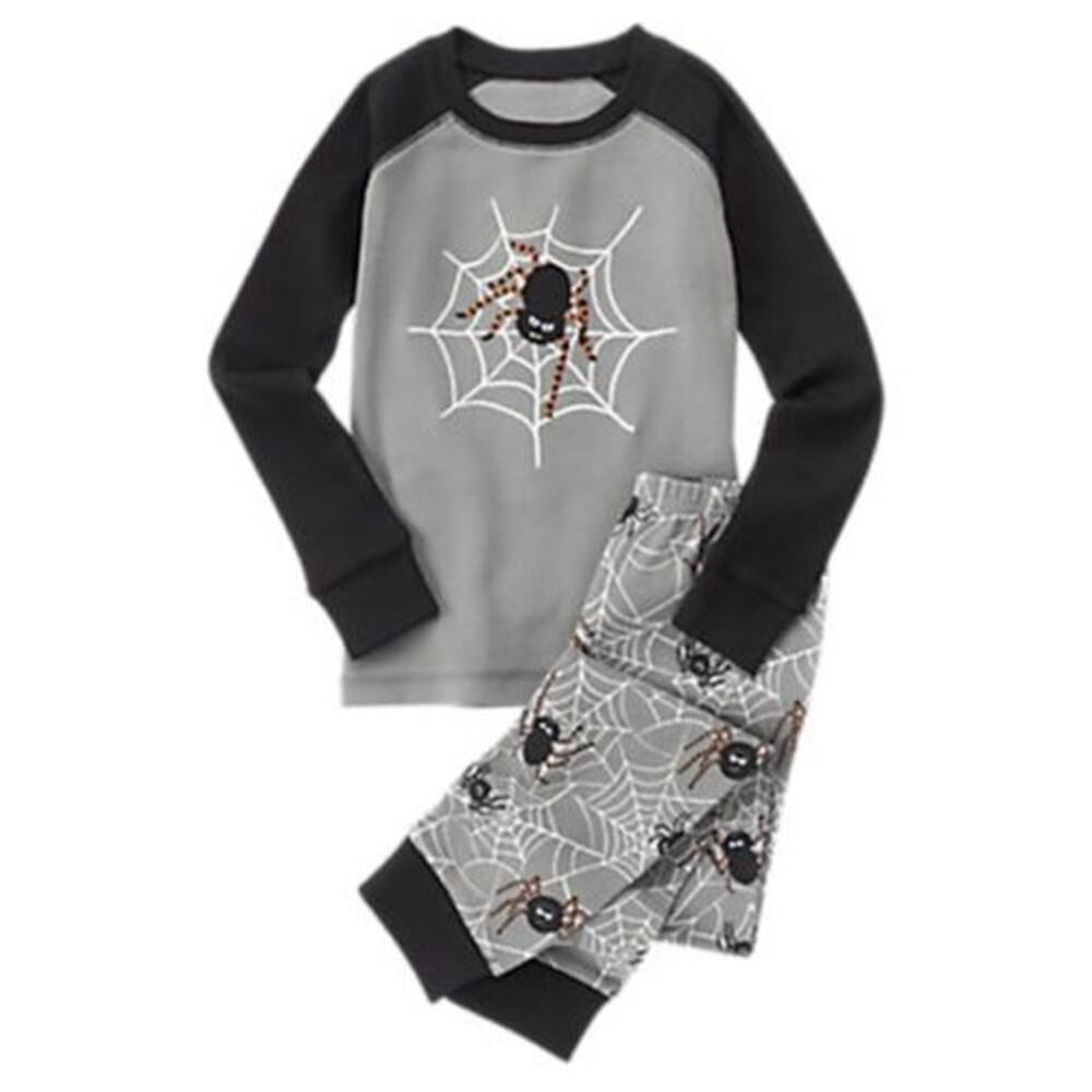 Gymboree Unisex Pajamas Sz 4 Spiderweb Halloween Shop Gymmies PJs Gray Black